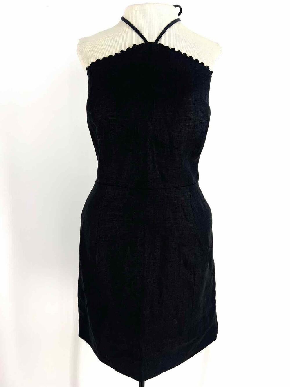 Editions Size 10 Black Halter Linen NEW Designer Dress